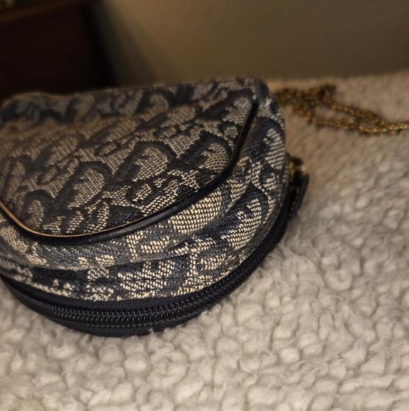 Christian Dior Vintage Saddle Bag Pouch Clutch with Chain Trotter Diorissimo - Picture 10 of 16